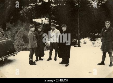 Studieresa med General Alm fino alla Finlandia 1.-12 Mars 1939. Finska Försvarets Spetsar, Generalstabhefen Oesch, General Sarlin, General Österman, Försvarsministern Niukkanen. Foto Stock