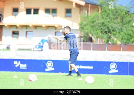 KSC-Coach Trainer Christian Eichner in tirocinio in Austria progettando il team Aufstellung Taktik Kreuzer Sportgeschäftsfü Foto Stock