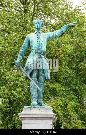 Statua di Re Carlo XII nei Giardini dei Re, Stoccolma, Svezia Foto Stock