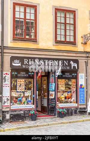 Museo del Cavallo di legno di Runstenen, Stortorget, Stoccolma, Svezia Foto Stock