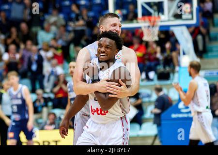 Retin OBASOHAN (32) del Belgio durante la FIBA Basketball World Cup 2023 Qualifiers, 1st round Gruppo A, tra Belgio e Slovacchia il 30 giugno 2022 alla Mons Arena di Mons, Belgio - Foto Ann-Dee Lamour / CDP MEDIA / DPPI Foto Stock