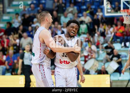 Retin OBASOHAN (32) del Belgio durante la FIBA Basketball World Cup 2023 Qualifiers, 1st round Gruppo A, tra Belgio e Slovacchia il 30 giugno 2022 alla Mons Arena di Mons, Belgio - Foto Ann-Dee Lamour / CDP MEDIA / DPPI Foto Stock