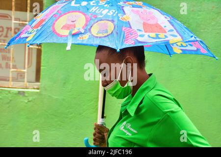 Giornata delle piogge a Bridgetown, Barbados Foto Stock