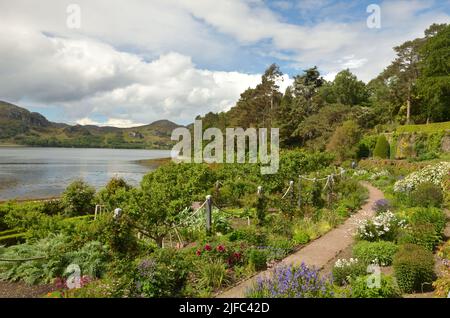 Il giardino murato presso il sito del National Trust for Scotland Inverewe Gardens, vicino a Poolewe, Scottish Highlands, Regno Unito Foto Stock