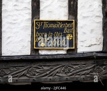 York, Regno Unito - Giugno 6th 2022: Targa nella città di York nel Regno Unito, che indica dove è nato Sir Thomas Herbert. Herbert era e un Signore del bedcham Foto Stock