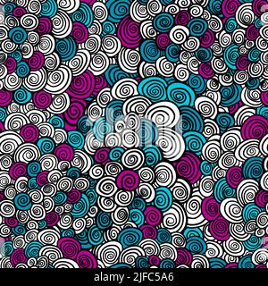 Vortici astratti multicolore senza cuciture. Motivo vettoriale colorato senza cuciture per banner, carte, inviti, tessuti, carta da imballaggio. Illustrazione Vettoriale