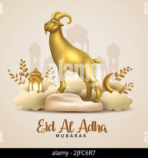 Festa musulmana felice Eid al-Adha. Disegno grafico decorazione bayrama kurban. Agnello floreale e una pecora. Nuova illustrazione vettoriale Illustrazione Vettoriale