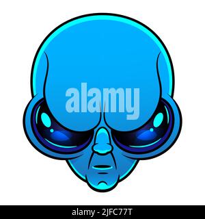 Emoji verde aliene. Illustrazione vettoriale dell'icona della testa umanoide extraterrestre. Illustrazione Vettoriale