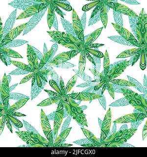 Sfondo marijuana senza giunture con pattern delle foglie Illustrazione Vettoriale