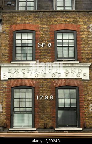 Londra, Regno Unito. 28th giugno 2022. Londra, Regno Unito, Giugno 28th 2022,9 Wardour Strteet, Exchange and Bullion Office Building, casa con terrazza in stile georgiano a SOHO, West End di Londra. (Credit Image: © John Wreford/SOPA Images via ZUMA Press Wire) Foto Stock