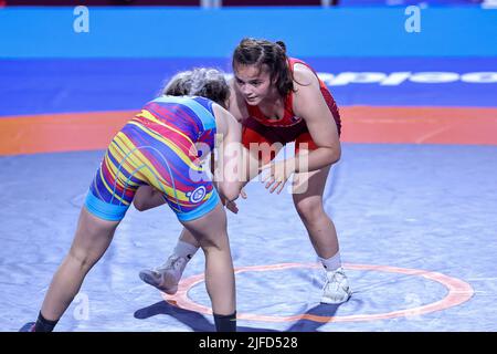 Roma, Italia. 01st luglio 2022. Chadia Ayachi (fra) WW 53kg nel corso dei Campionati europei 2022 U20, Wrestling a Roma, Italia, Luglio 01 2022 Credit: Independent Photo Agency/Alamy Live News Foto Stock