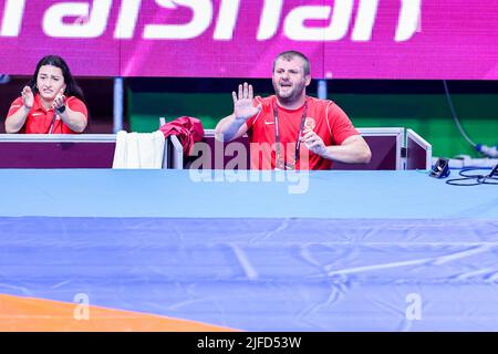 Roma, Italia. 01st luglio 2022. Melda Dernekci (TUR) coach WW 57kg durante i Campionati europei 2022 U20, Wrestling a Roma, Italia, Luglio 01 2022 Credit: Agenzia fotografica indipendente/Alamy Live News Foto Stock