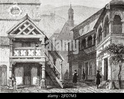 La città vecchia di Oberkirch, Foresta Nera, Stato di Baden-Wurttemberg, Germania. Europa. Gita alla Foresta Nera di Alfred Michiels 1867 da le Tour du Monde 1867 Foto Stock