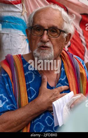 Napoli, Italia. 01st luglio 2022. Sit-in a Napoli contro il massacro di migranti a Melilla. La seduta si è svolta a Largo Enrico Berlinguer, Napoli. Credit: Independent Photo Agency/Alamy Live News Foto Stock