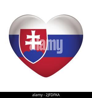 Icona della bandiera slovacca isolata su sfondo bianco. Bandiera della Slovacchia. Icona flag lucida. Illustrazione Vettoriale