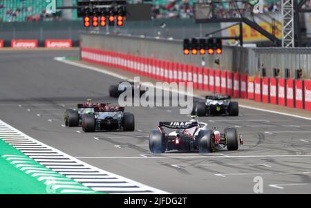 Haas’ Mick Schumacher durante la sessione di prove 2nd F1 del Gran Premio di Gran Bretagna 2022 a Silverstone, Towcester. Data foto: Venerdì 1 luglio 2022. Foto Stock