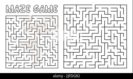 Gioco di labirinto per bambini. Labirinto puzzle con soluzione Illustrazione Vettoriale