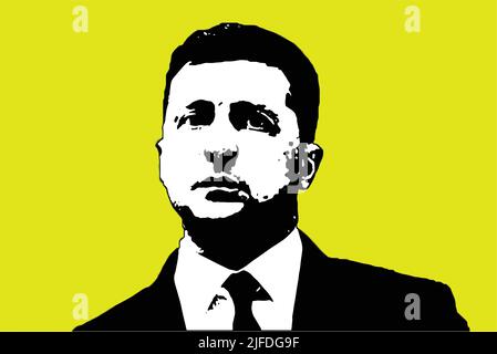 Zelensky Ritratto per magliette e tazze stampate Illustrazione Vettoriale