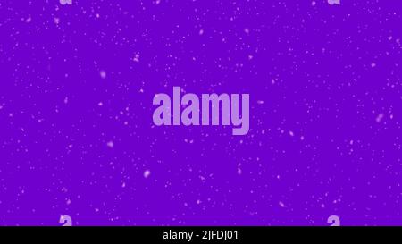 Fiocchi di neve cadenti su sfondo viola, neve d'inverno. 3d rendering. Foto Stock