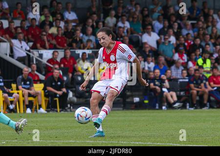 OLDENZAAL, PAESI BASSI - LUGLIO 2: Kian Fitz-Jim di Ajax durante la partita pre-stagione amichevole tra Ajax e SC Paderborn 07 allo Sportpark Vonderseijde il 2 Luglio 2022 a Oldenzaal, Paesi Bassi (Foto di Pieter van der Woude/Orange Pictures) credito: Orange Pics BV/Alamy Live News credito: Orange Pics BV/Alamy Live News Foto Stock