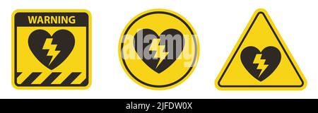 AED, automatico, defibrillatore, esterno, cuore, rosso, icona di segno su sfondo trasparente Illustrazione Vettoriale