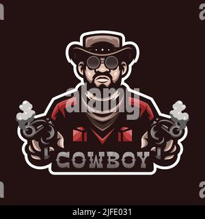 LOGO COWBOY MASCOT Illustrazione Vettoriale