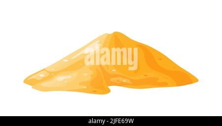 Cumulo di sabbia, cumulo, duna sabbiosa isolato su sfondo bianco. Elemento decorativo di materiale di fabbricazione. Illustrazione del vettore cartoon Illustrazione Vettoriale