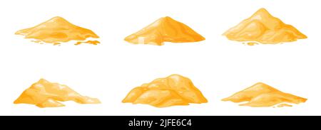 Mucchio di sabbia in cartoon, duna sabbiosa nel deserto o in spiaggia. Cumulo di materiale da costruzione. Illustrazione vettoriale Illustrazione Vettoriale