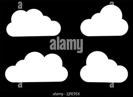 Icone cloud in stile piatto e alla moda, isolate su sfondo bianco. Simbolo cloud per il design del sito Web, l'app, il logo, l'interfaccia utente. Illustrazione Vettoriale