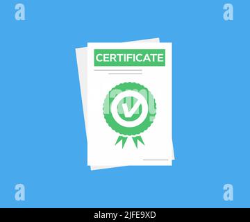 Certificato vettoriale, oggetto, simbolo di contorno, logo. Realizzazione, riconoscimento, concessione, diploma concetti vettoriale e illustrazione. Illustrazione Vettoriale