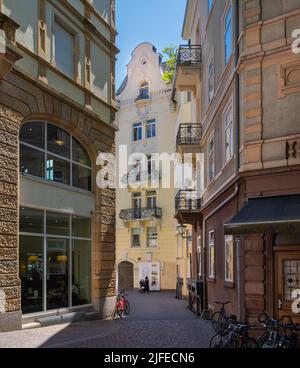 Belle facciate della casa nel centro storico di Friburgo. Baden Wuerttemberg, Germania, Europa Foto Stock