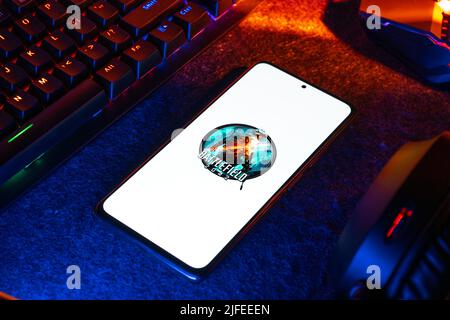 West Bangal, India - 20 aprile 2022 : Battlefield 2042 on phone screen stock image. Foto Stock