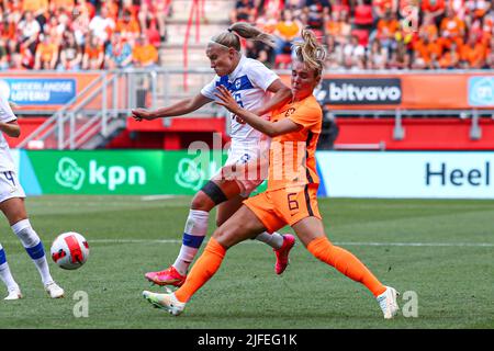 ENSCHEDE, PAESI BASSI - LUGLIO 2: Jill Roord dei Paesi Bassi durante la partita internazionale femminile amichevole tra Paesi Bassi e Finlandia a de Grossch teste il 2 luglio 2022 a Enschede, Paesi Bassi (Foto di Pieter van der Woude/Orange Pictures) Foto Stock