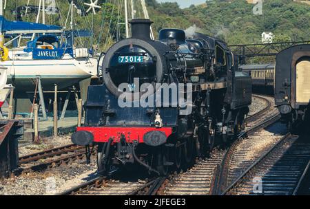 Brixham Devon UK 1st 2021 ottobre 75014 Braveheart sulla ferrovia a vapore di Dartmouth Foto Stock