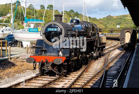 Brixham Devon UK 1st 2021 ottobre 75014 Braveheart sulla ferrovia a vapore di Dartmouth Foto Stock