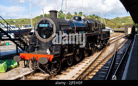 Brixham Devon UK 1st 2021 ottobre 75014 Braveheart sulla ferrovia a vapore di Dartmouth Foto Stock