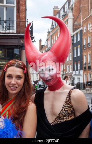 Gay Pride March - People at March, 2 July 2022, London, UK Foto Stock