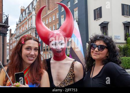 Gay Pride March - People at March, 2 July 2022, London, UK Foto Stock