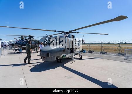 BERLINO, GERMANIA - 23 GIUGNO 2022: Elicottero militare multiuso Westland Mk88A Sea Lynx. Mostra Ila Berlin Air Show 2022 Foto Stock