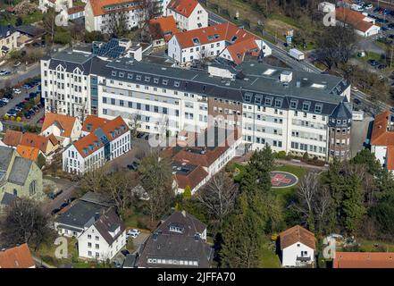 Vista aerea, Ospedale di Santa Maria, Osthofen, Soest, Soester Börde, Renania settentrionale-Vestfalia, Germania, DE, Europa, assistenza sanitaria, ospedale, eliporto, clinica Foto Stock