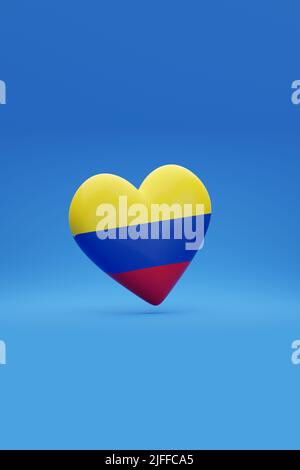 Cuore con i colori della bandiera Colombia. 3d illustrazione. Foto Stock