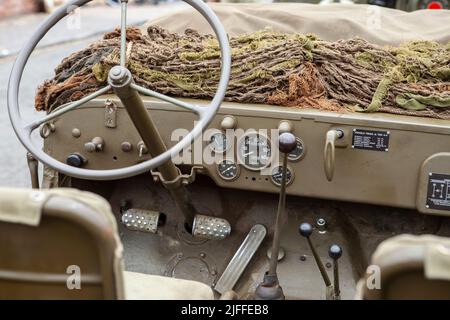 Dudley, West Midlands-regno unito Luglio 13 2019 cruscotto di un veicolo militare 1940 guerra mondiale due Foto Stock