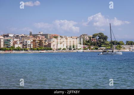 Paesaggio urbano di Corfù sull'isola di Corfù, Isole IONIE, Grecia Foto Stock