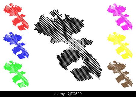 Isola di Leros (Repubblica ellenica, Grecia, isola greca, Mar Egeo) illustrazione vettoriale, schizza mappa di Leros Illustrazione Vettoriale