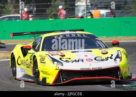 Autodromo di Monza, Monza, Italia, 03 luglio 2022, 57 KESSEL RACING - FERRARI F488 GTE EVO (T. Kimura, F. Schandorff, N. Jensen) durante la ELMS 2022 - European le Mans Series - Endurance Foto Stock