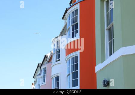 Le grandi case vittoriane sulla Central Parade, a Herne Bay, Kent nord, Regno Unito Foto Stock