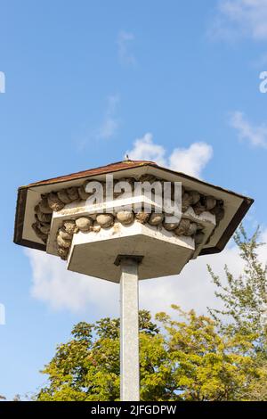 Una grande torre di nidificazione per inghiottite ed edifici da proteggere. Foto Stock