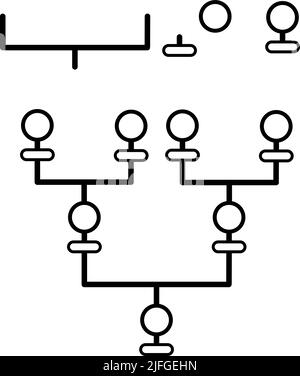 Concetto di albero di famiglia con cornici vuote. Monocromatico Illustrazione Vettoriale