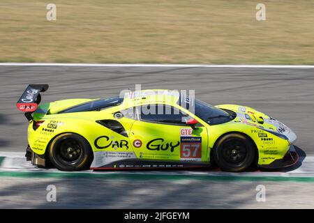 Autodromo di Monza, Monza, Italia, 03 luglio 2022, 57 KESSEL RACING - FERRARI F488 GTE EVO (T. Kimura, F. Schandorff, N. Jensen) durante la ELMS 2022 - European le Mans Series - Endurance Foto Stock