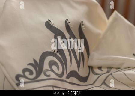 Borsa per la crema, design personale, fatta a mano, per l'afikoman di pesach, (redattore: Sulla borsa è scritto pesach in ebraico, pesach è il nome del ho ebraico Foto Stock